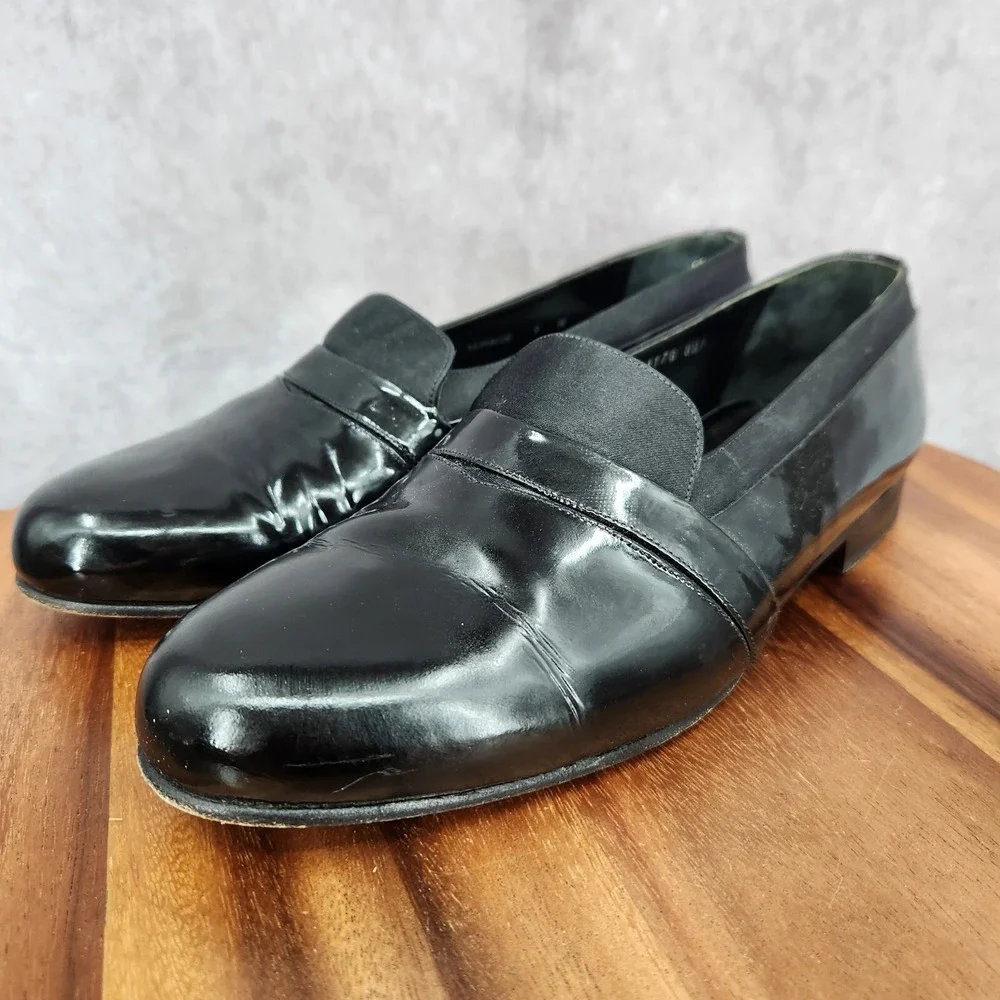 Mezlan Loafers Mens 9 W Mirage Black Patent Leather Slip On‎ Tuxedo Dress Shoes